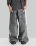 FENG CHEN WANG - DENIM DECONSTRUCTION PRINTED PANTS - 082plus