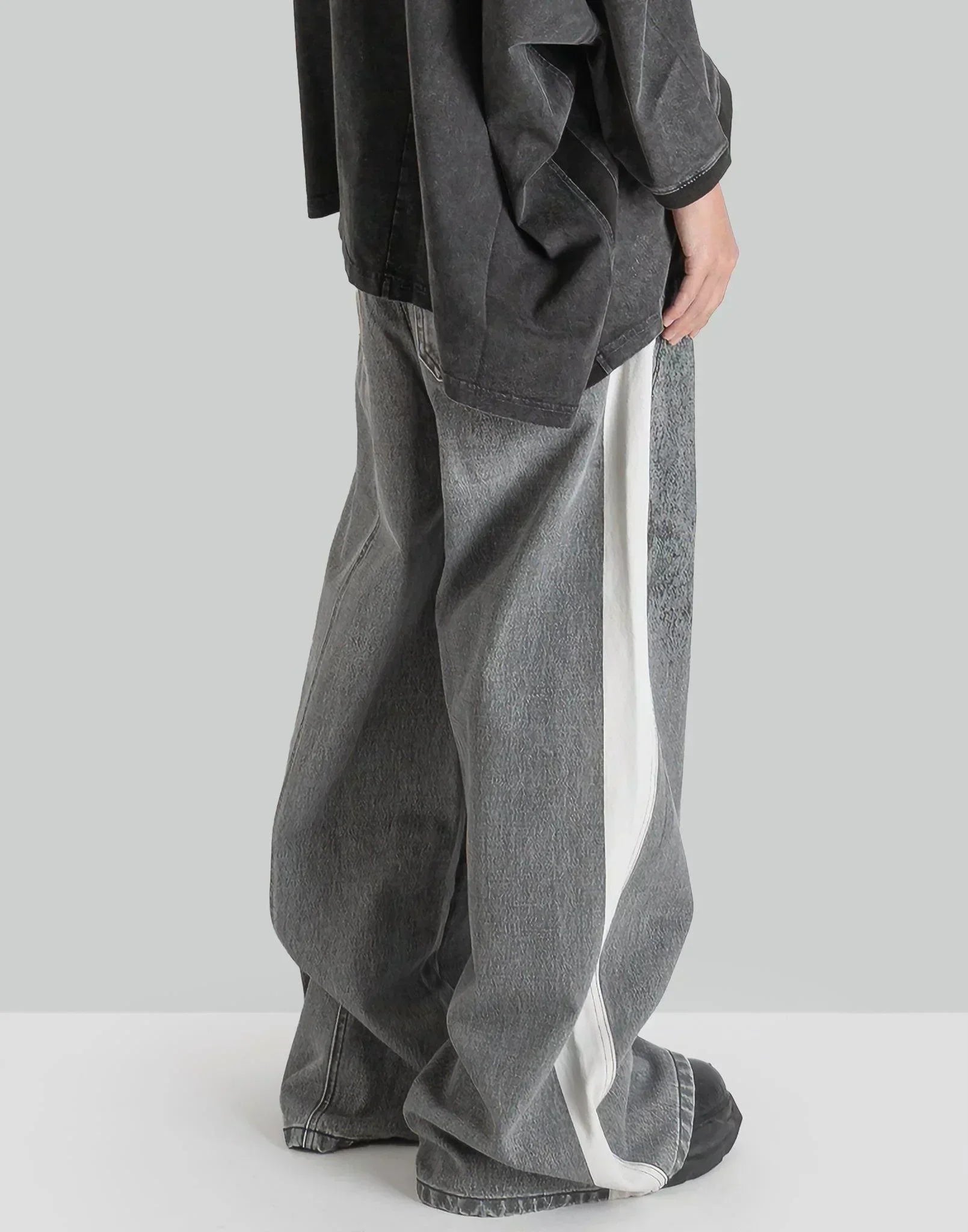 FENG CHEN WANG - DENIM DECONSTRUCTION PRINTED PANTS - 082plus