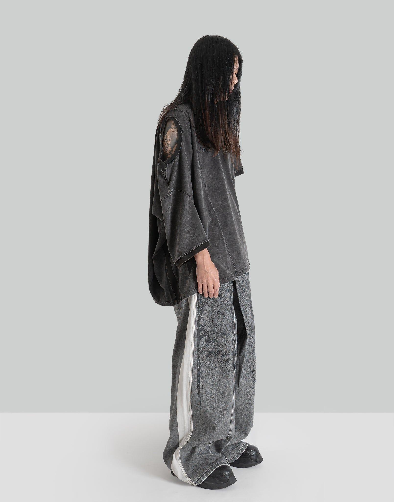 FENG CHEN WANG - DENIM DECONSTRUCTION PRINTED PANTS - 082plus
