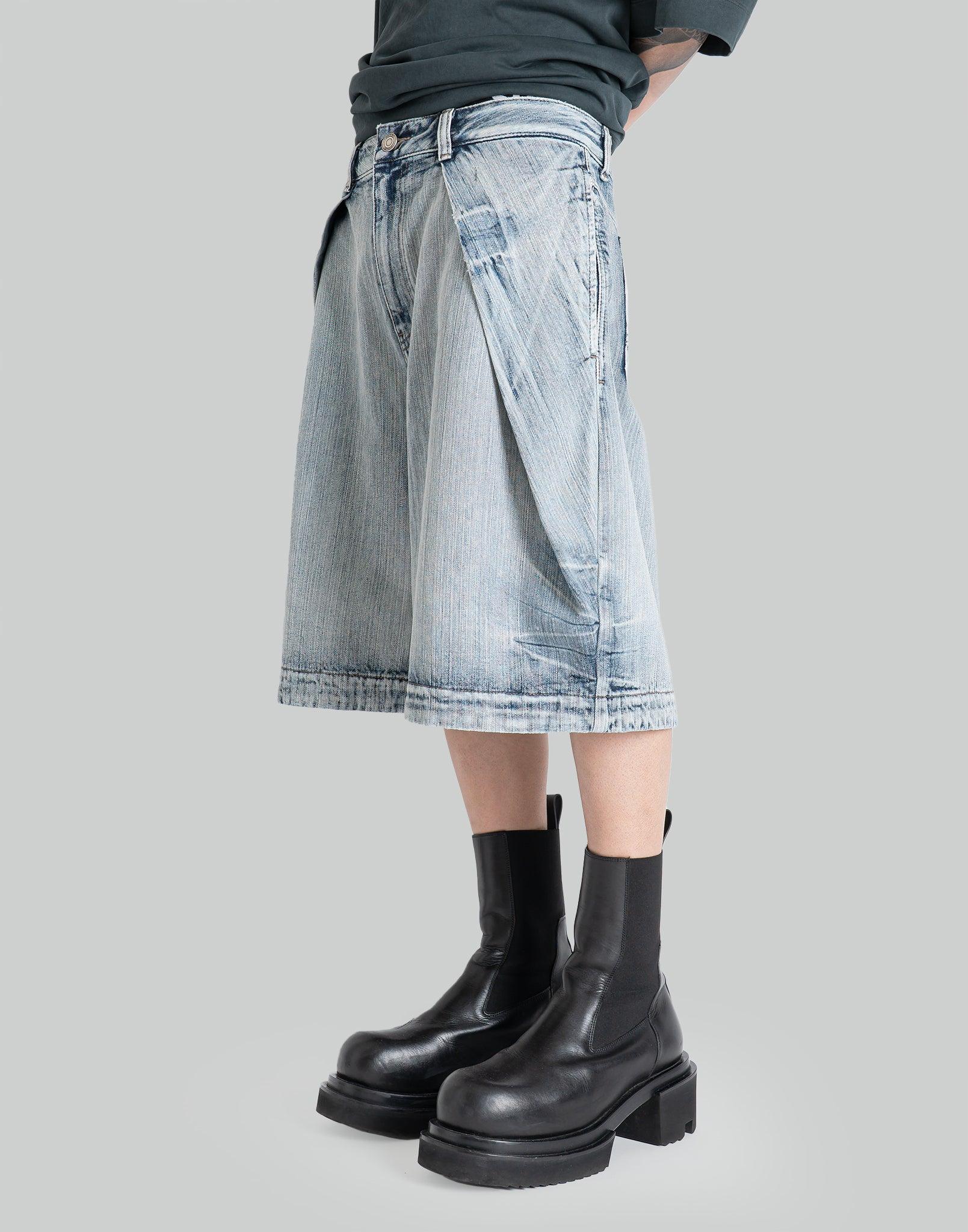 Juun.J - DENIM PLEATED SHORTS - 082plus