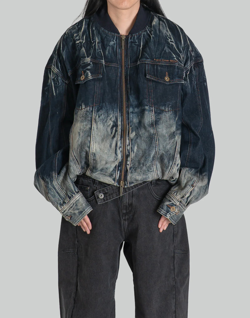 FENG CHEN WANG - Deconstructed Gradient Denim Jacket - 082plus