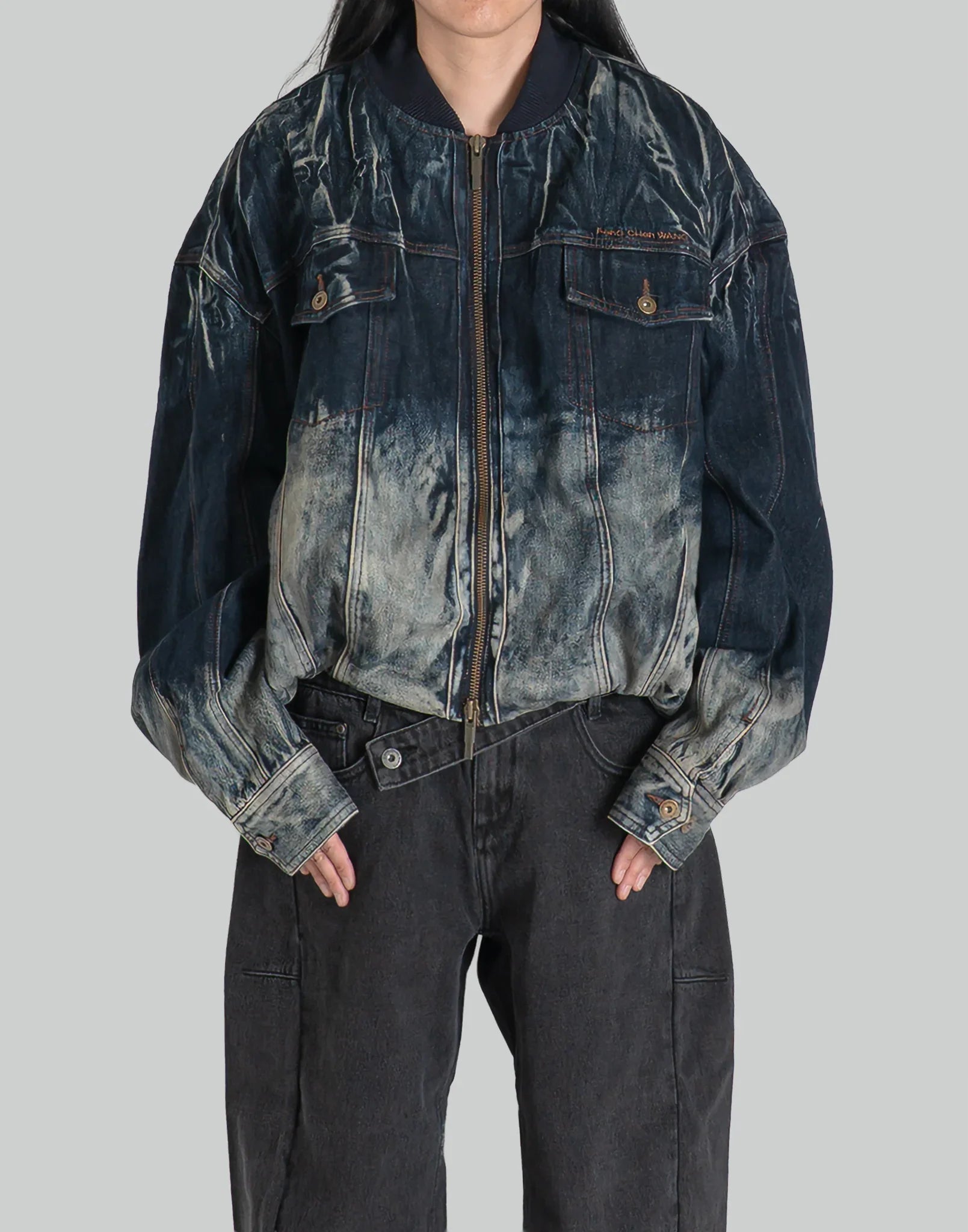 FENG CHEN WANG - Deconstructed Gradient Denim Jacket - 082plus