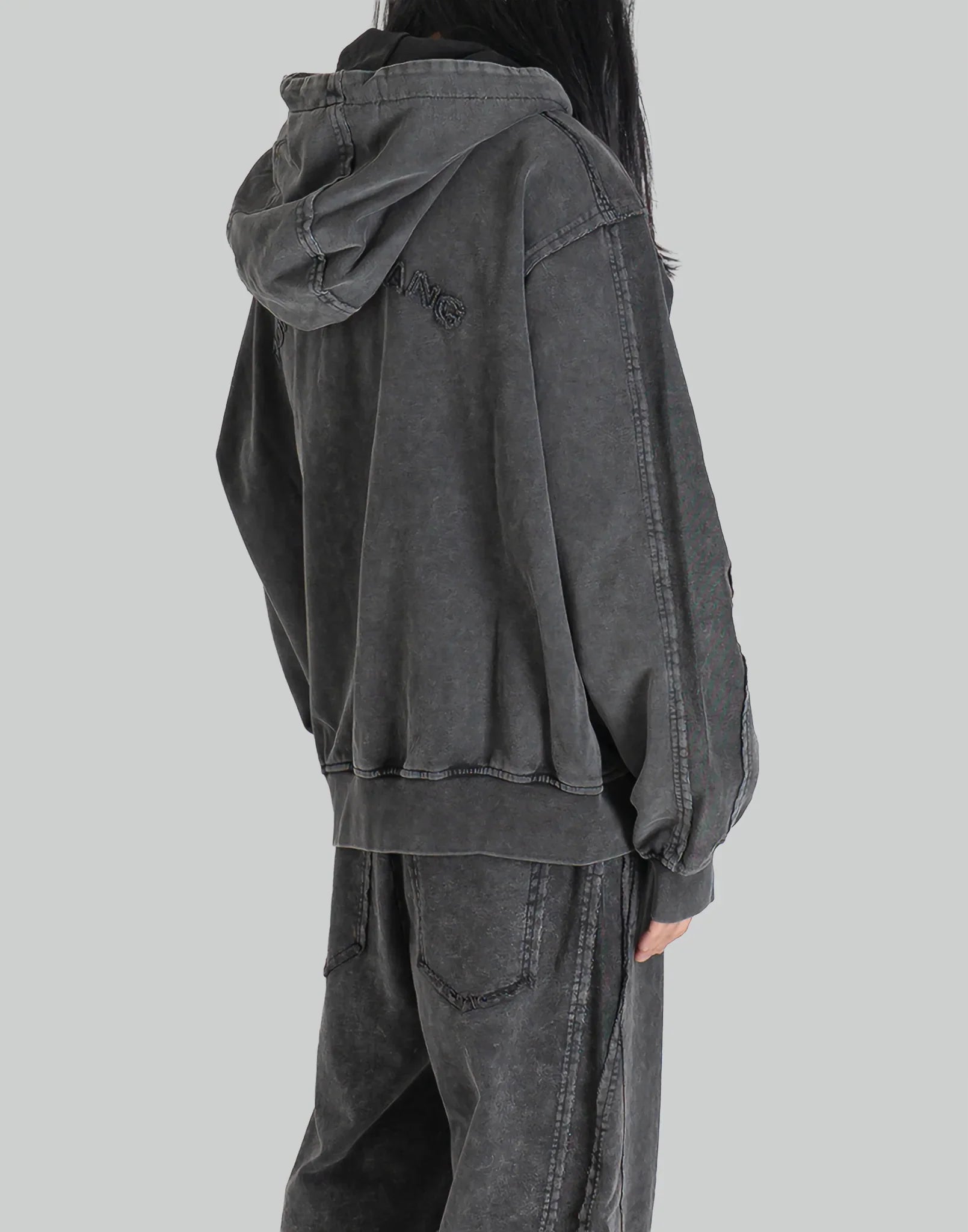 FENG CHEN WANG - Deconstructed patch zip up hoodie - 082plus