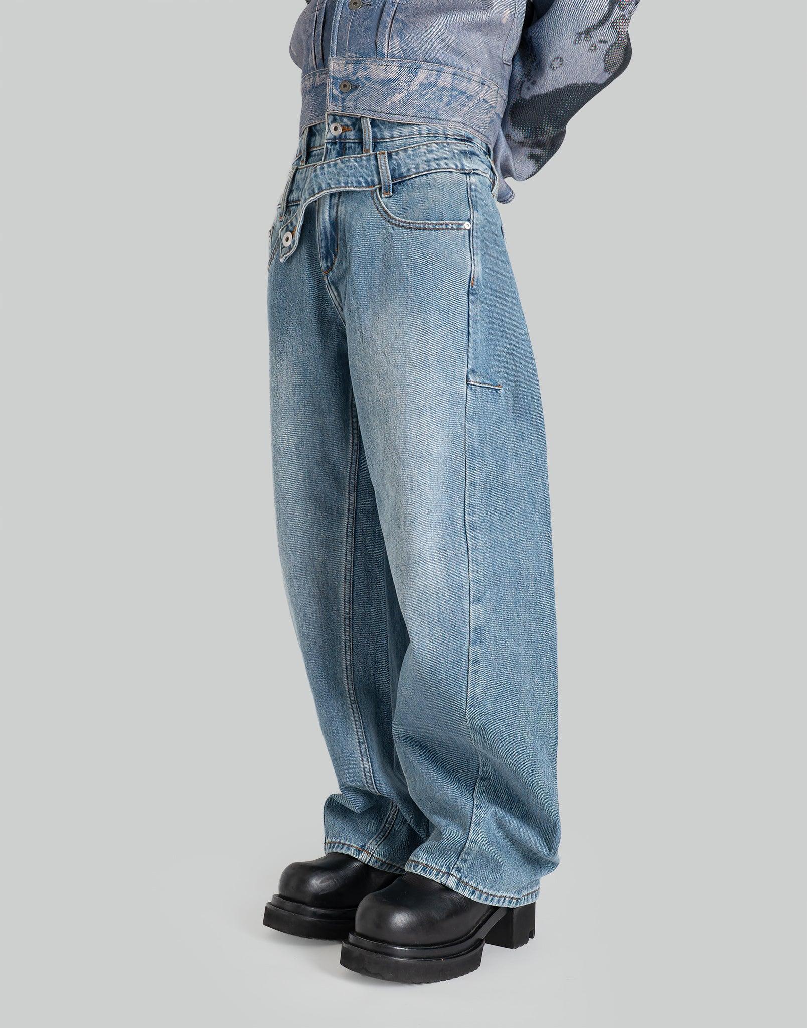 Feng Chen Wang ダブルウエスト バギーデニム ワイド サイズM FENG CHEN WANG Double Wasit Denim Trousers – 082plus