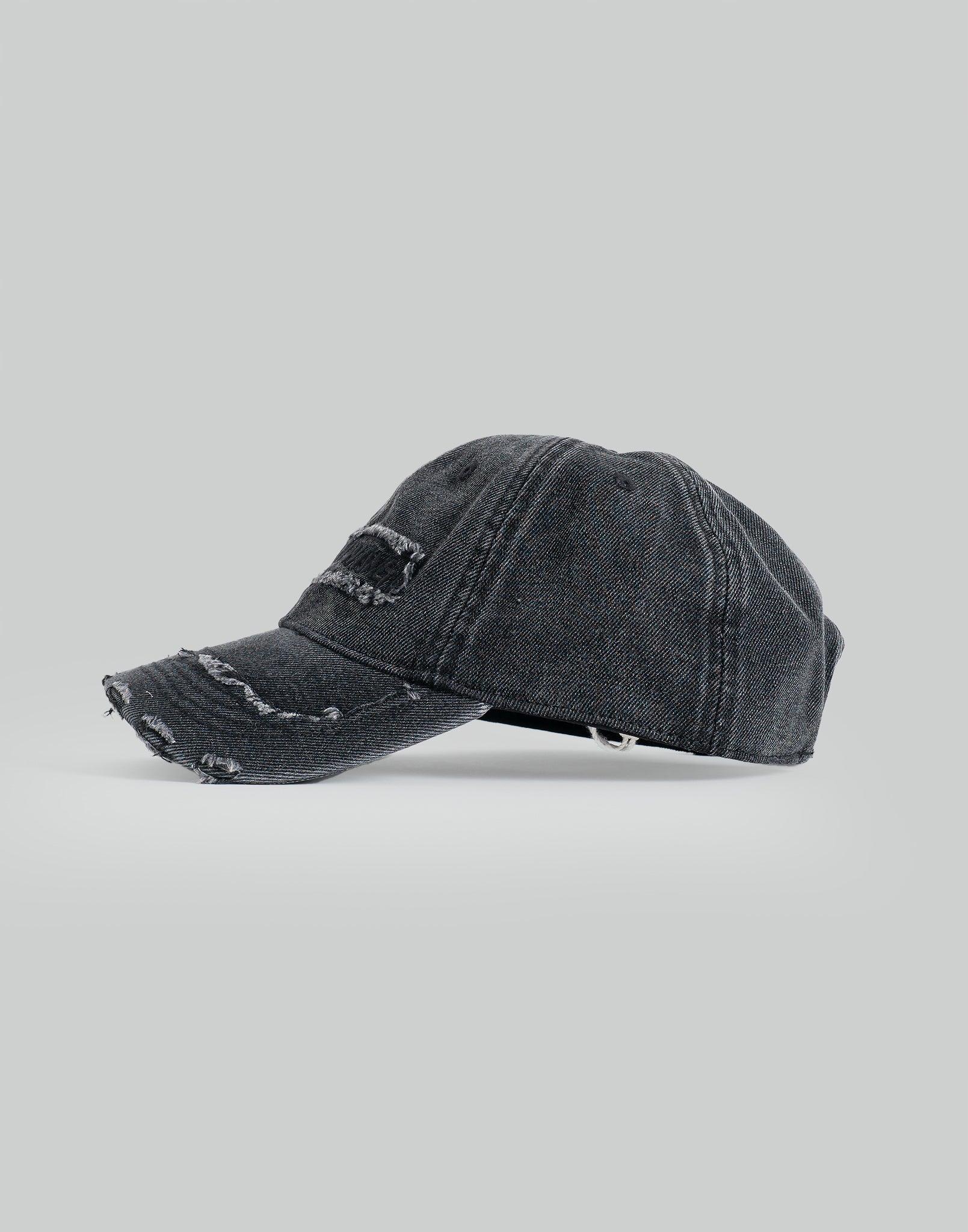 FENG CHEN WANG - BLACK WASHED DENIM BASEBALL CAP - 082plus