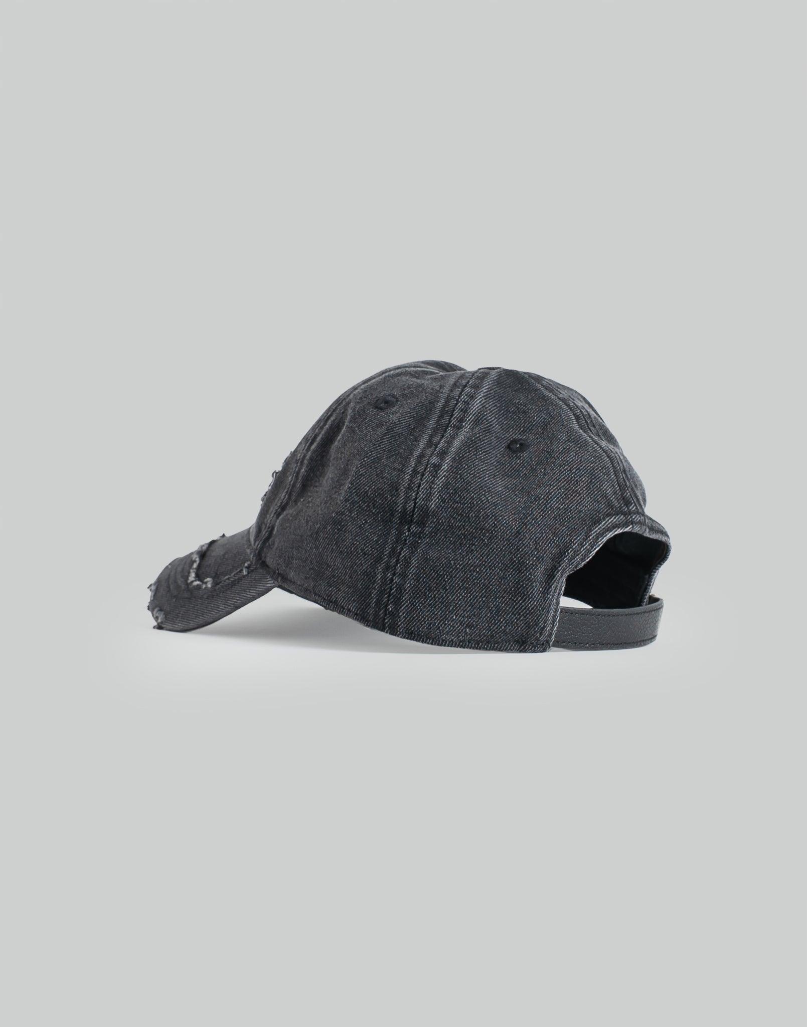 FENG CHEN WANG - BLACK WASHED DENIM BASEBALL CAP - 082plus