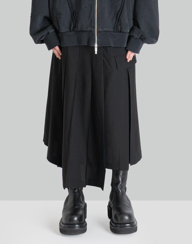 FENG CHEN WANG - BLACK PLEATED MIDI SKIRT - 082plus