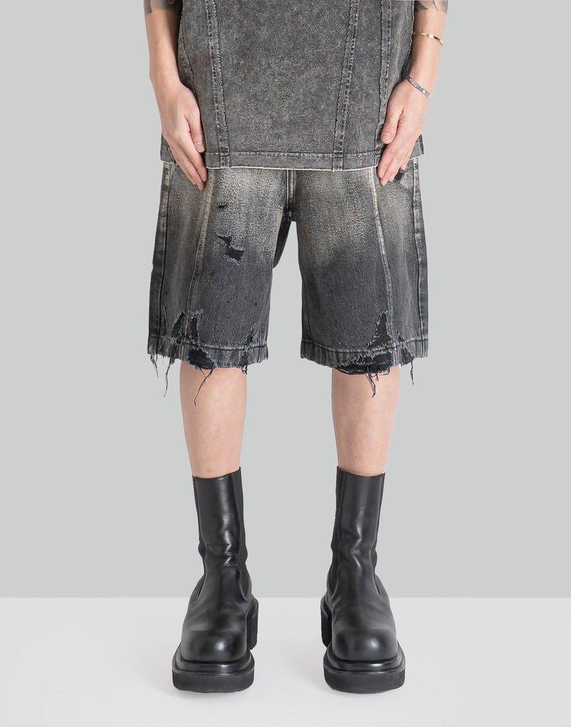 FENG CHEN WANG - DENIM GRADIENT WASHED SHORTS - 082plus