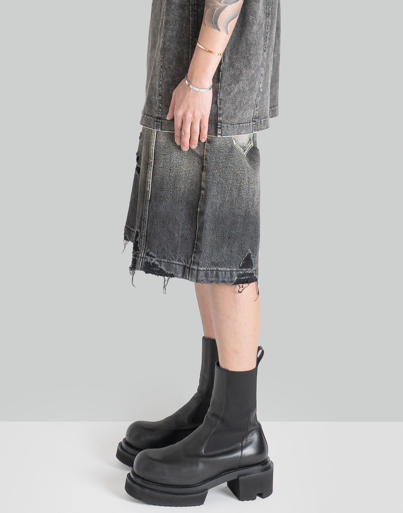 FENG CHEN WANG - DENIM GRADIENT WASHED SHORTS - 082plus