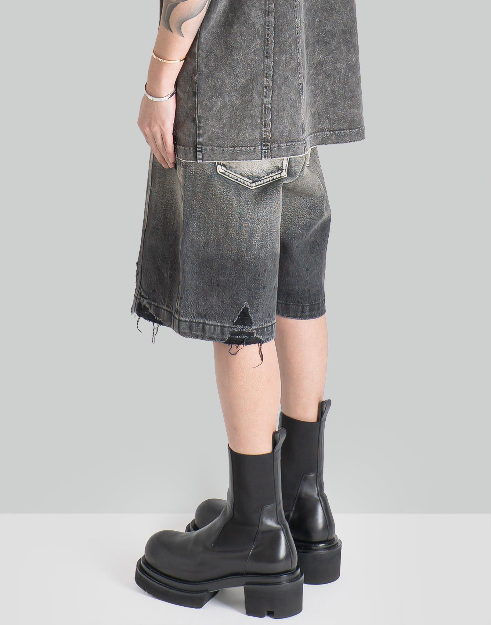 FENG CHEN WANG - DENIM GRADIENT WASHED SHORTS - 082plus