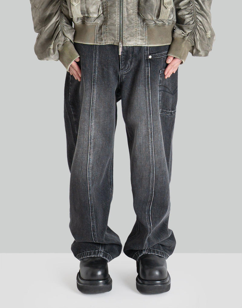 FENG CHEN WANG - ASYMETRIC STRAIGHT LEG JEANS WITH PANEL - 082plus