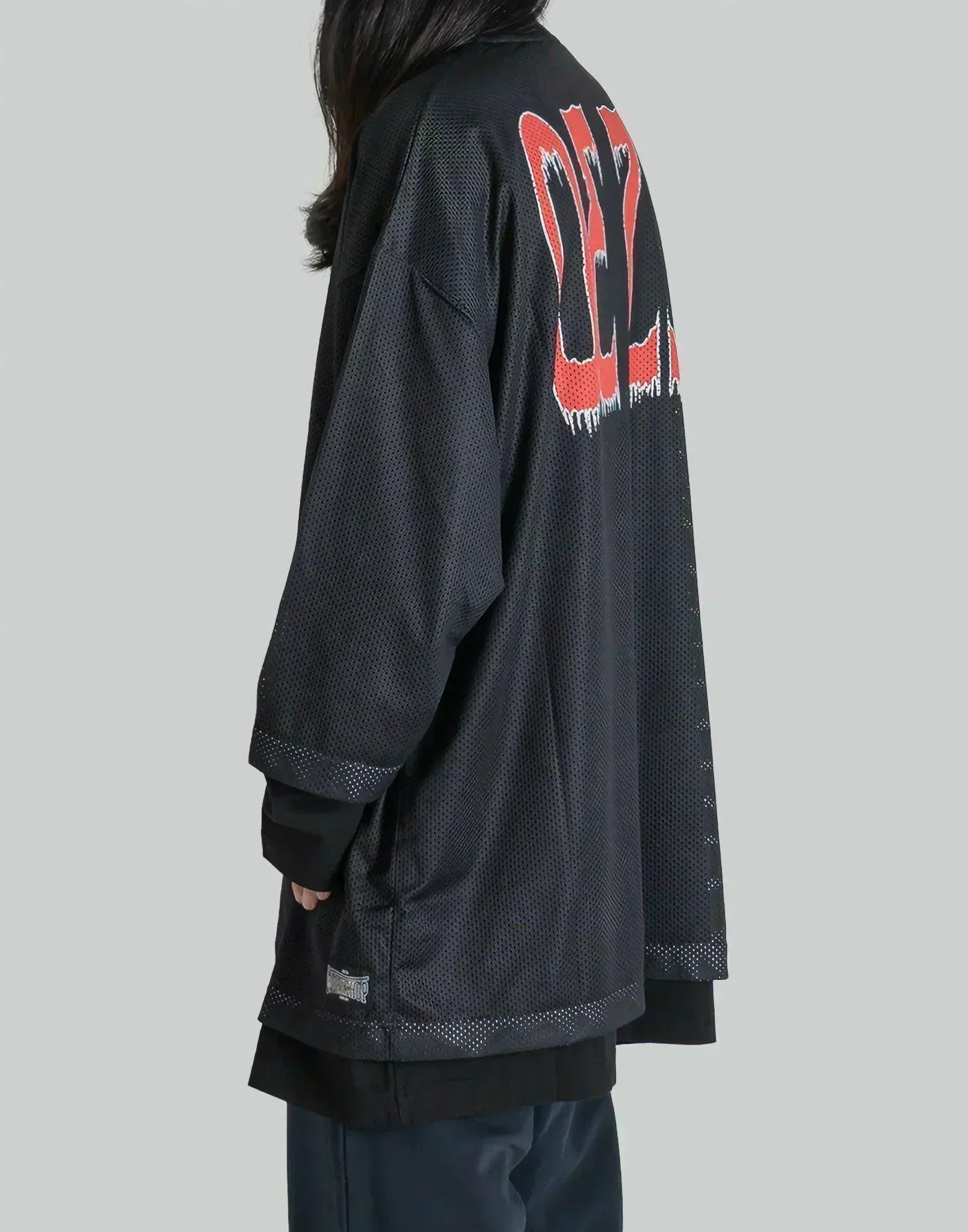 032C - 'GAME'' LAYERED MESH SHIRT DRESS - 082plus