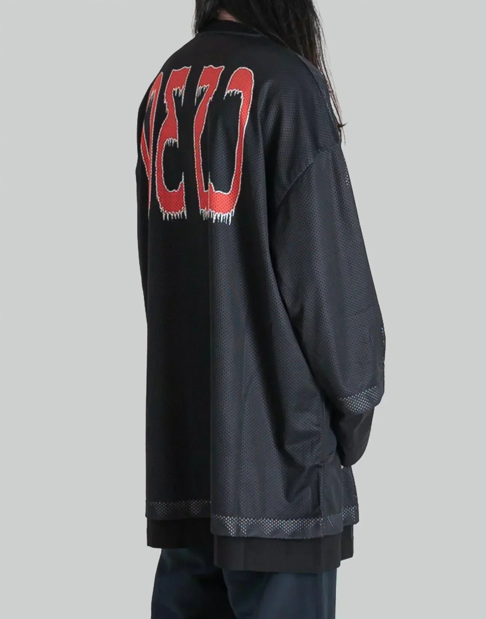 032C - 'GAME'' LAYERED MESH SHIRT DRESS - 082plus
