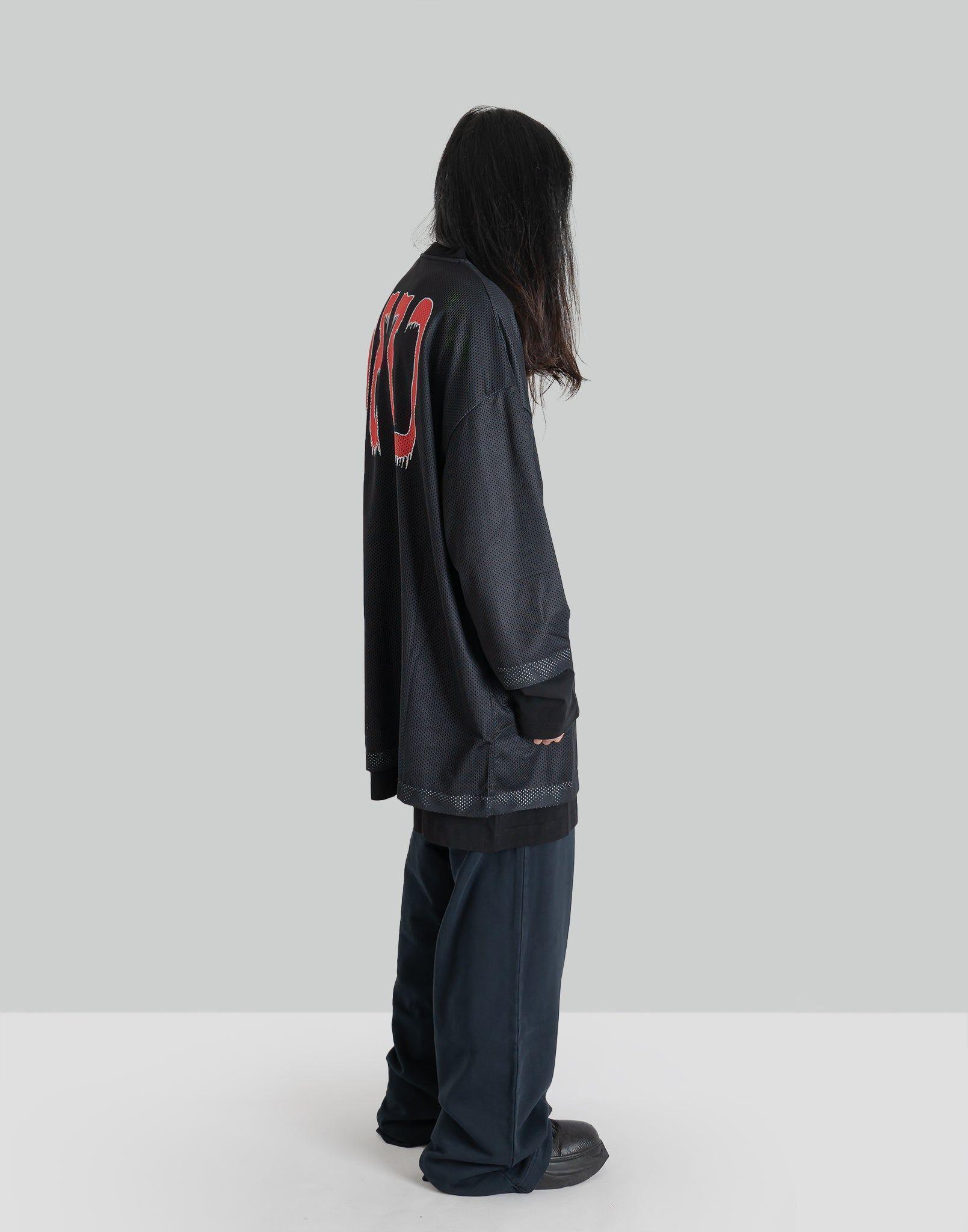 032C - 'GAME'' LAYERED MESH SHIRT DRESS - 082plus