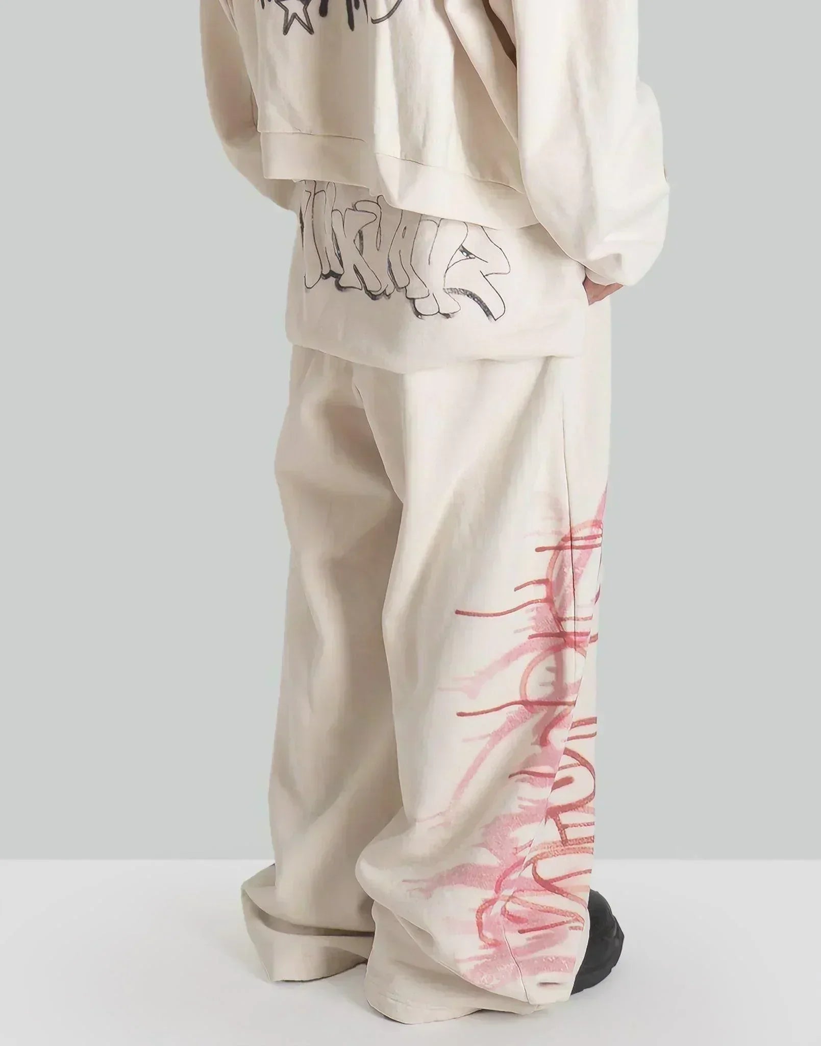 SANKUANZ - GRAFFITI PRINT WAISTBAND BAGGY SWEATPANTS - 082plus