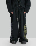 SANKUANZ - GRAFFITI PRINT WAISTBAND BAGGY SWEATPANTS - 082plus