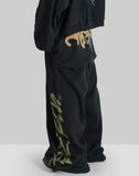SANKUANZ - GRAFFITI PRINT WAISTBAND BAGGY SWEATPANTS - 082plus