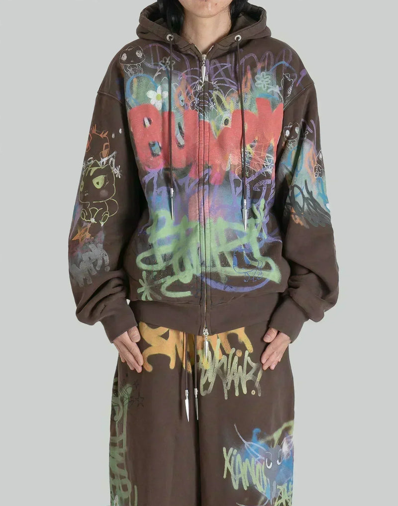 SANKUANZ - GRAFFITI PRINT ZIP HOODIE - 082plus