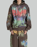 GRAFFITI PRINT ZIP HOODIE