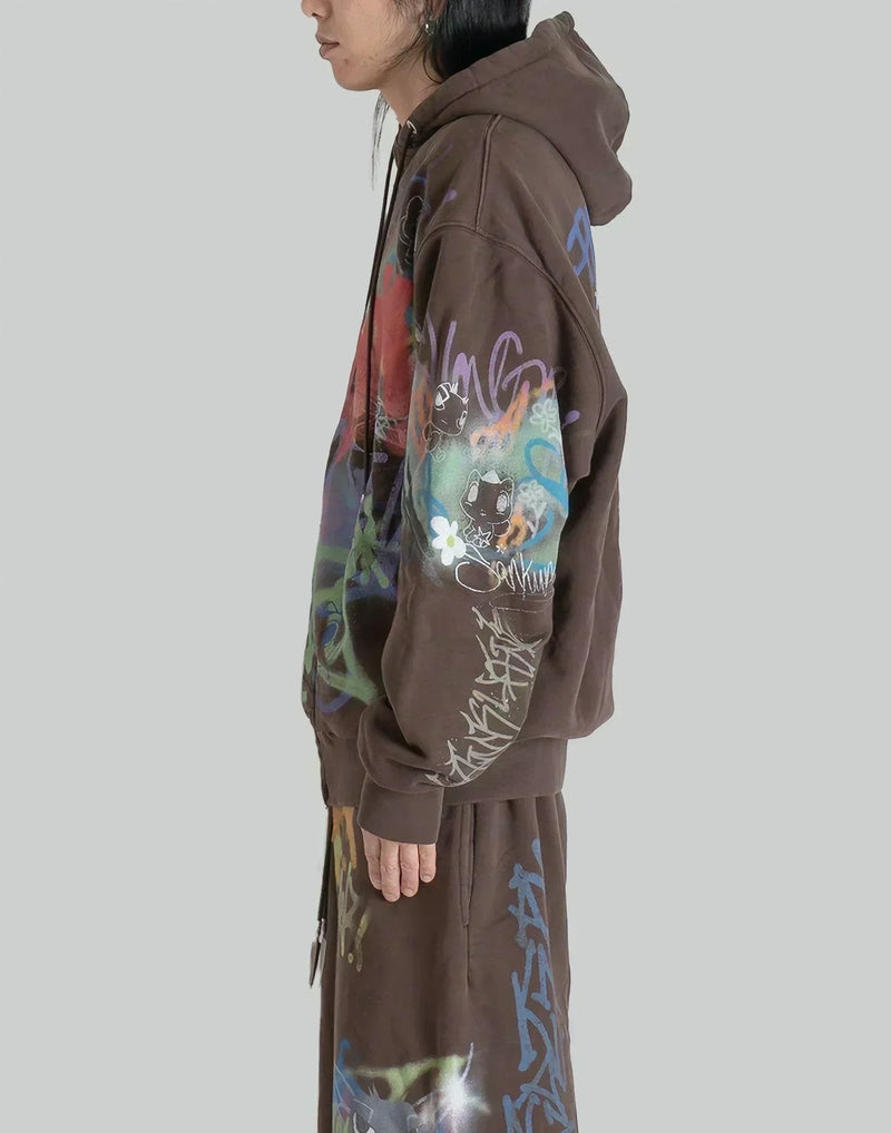 SANKUANZ - GRAFFITI PRINT ZIP HOODIE - 082plus