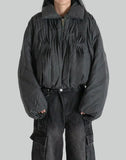 FENG CHEN WANG - GRAY WASHED FOLDING OVERSIZED PADDED JACKET - 082plus
