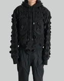 LASER-SLASHED FLEECE HOODIE