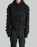 LASER-SLASHED FLEECE HOODIE
