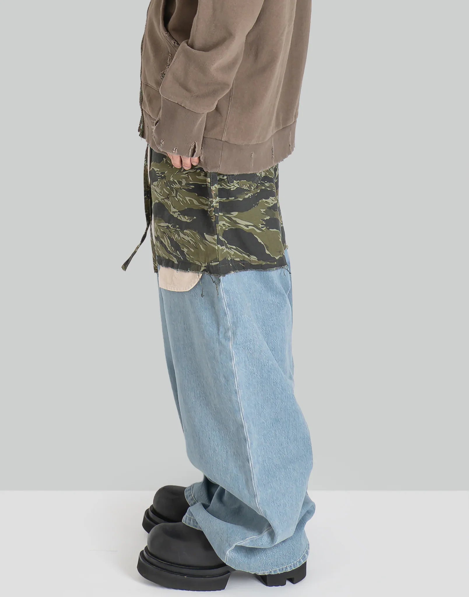 DISCOVERED - LAYERED ARMY DENIM PANTS - 082plus