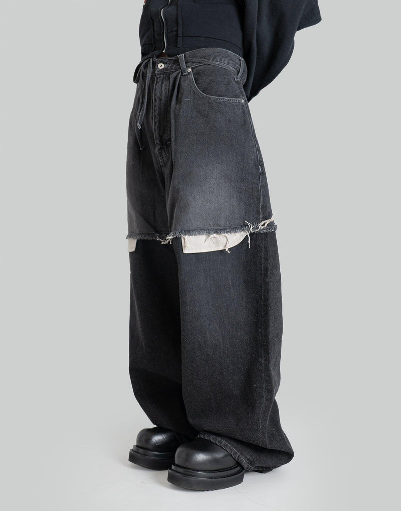 DISCOVERED - LAYERED DENIM PANTS - 082plus