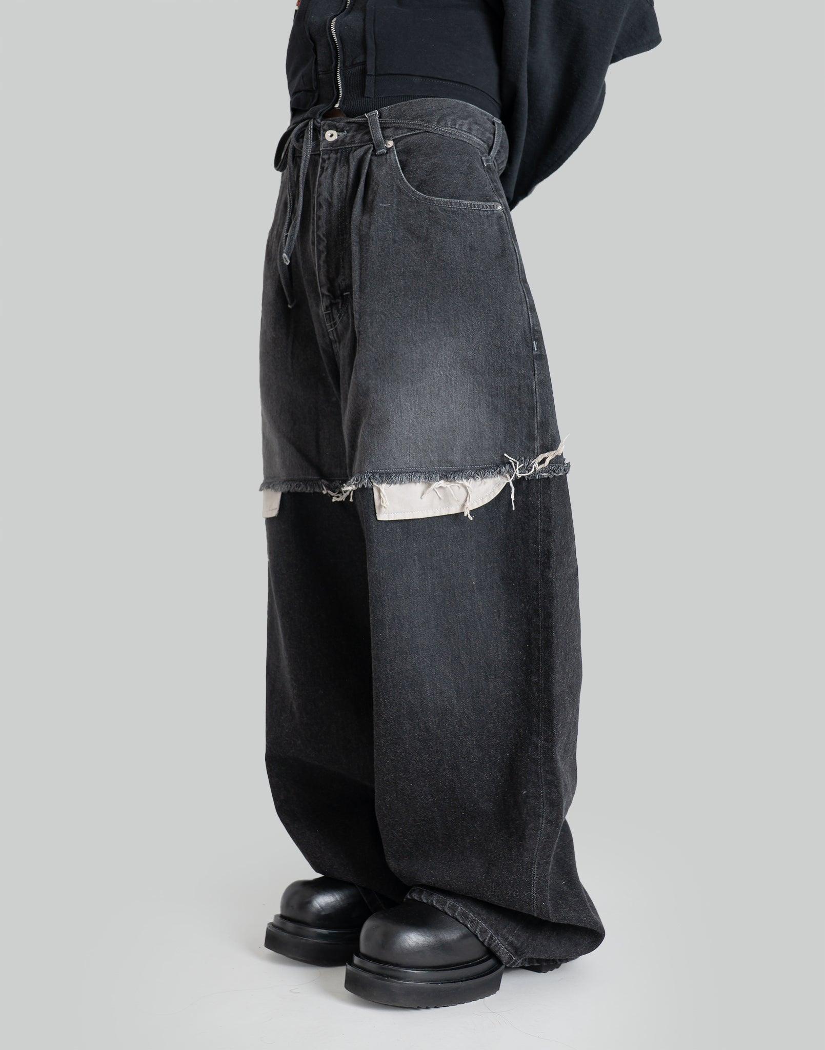 DISCOVERED - LAYERED DENIM PANTS - 082plus