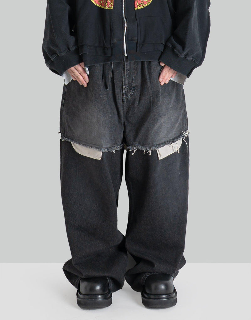 DISCOVERED - LAYERED DENIM PANTS - 082plus