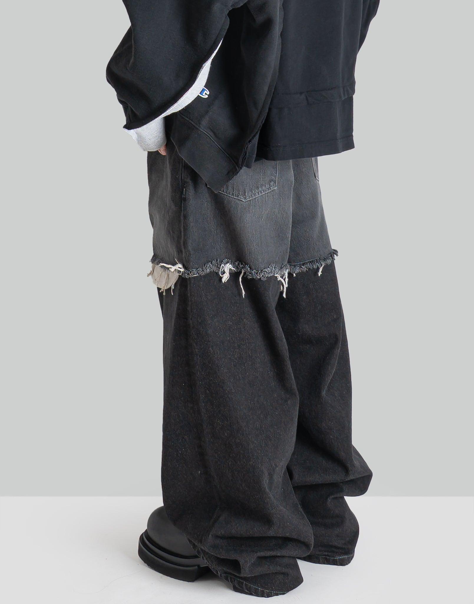 DISCOVERED - LAYERED DENIM PANTS - 082plus