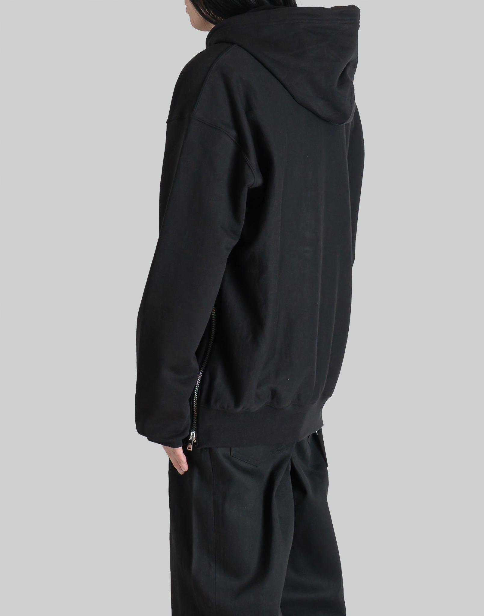 JOHN LAWRENCE SULLIVAN - LEATHER POCKET ZIP-UP SWEAT HOODIE - 082plus
