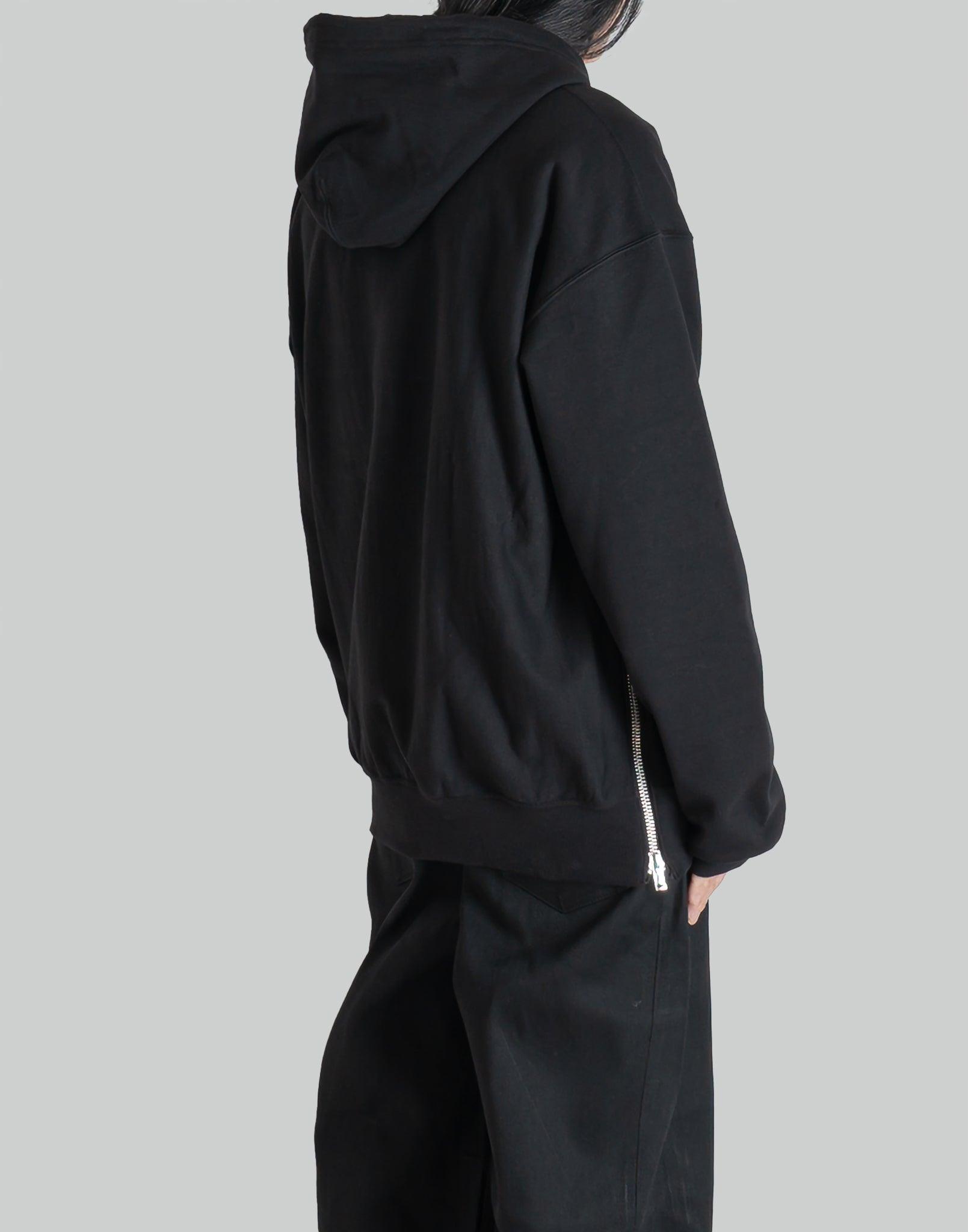 JOHN LAWRENCE SULLIVAN - LEATHER POCKET ZIP-UP SWEAT HOODIE - 082plus
