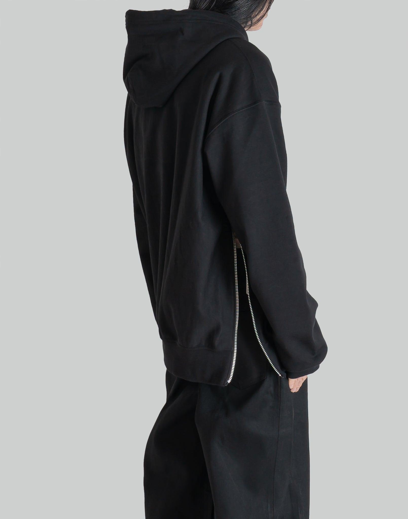 JOHN LAWRENCE SULLIVAN - LEATHER POCKET ZIP-UP SWEAT HOODIE - 082plus