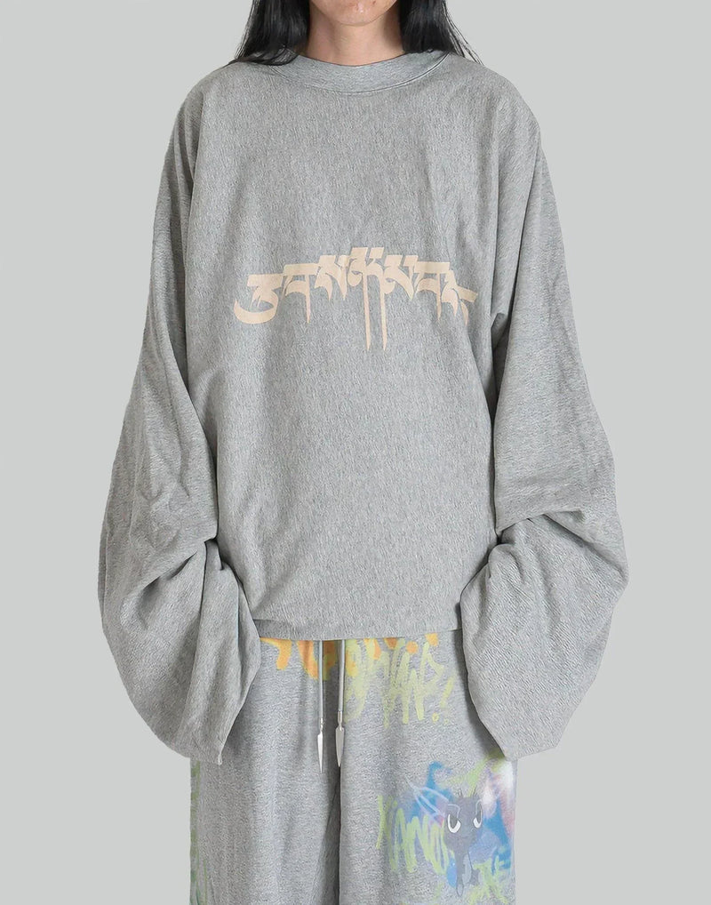 SANKUANZ - LONG SLEEVE SPLICED WASHED LOGO T-SHIRT - 082plus