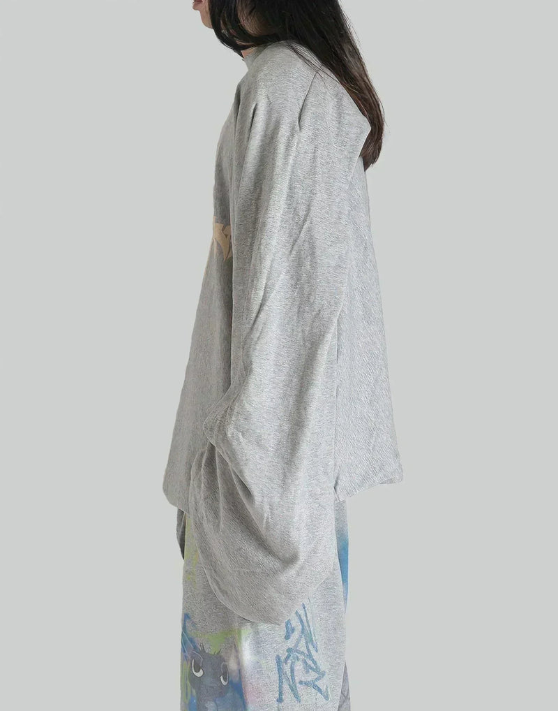 SANKUANZ - LONG SLEEVE SPLICED WASHED LOGO T-SHIRT - 082plus