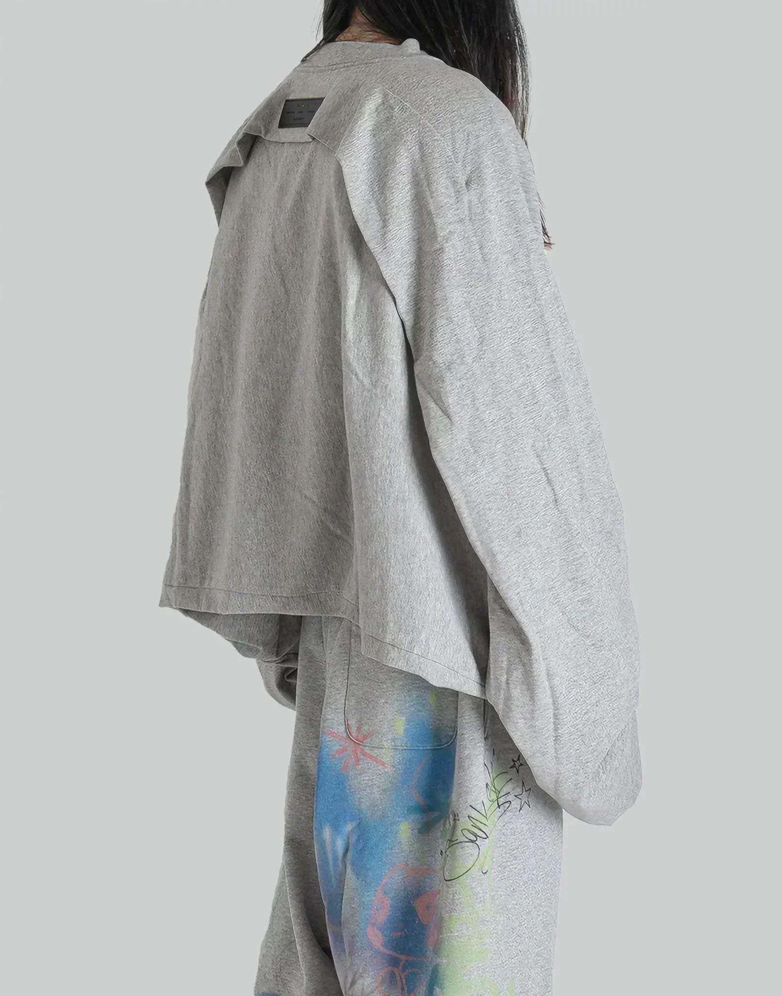 SANKUANZ - LONG SLEEVE SPLICED WASHED LOGO T-SHIRT - 082plus