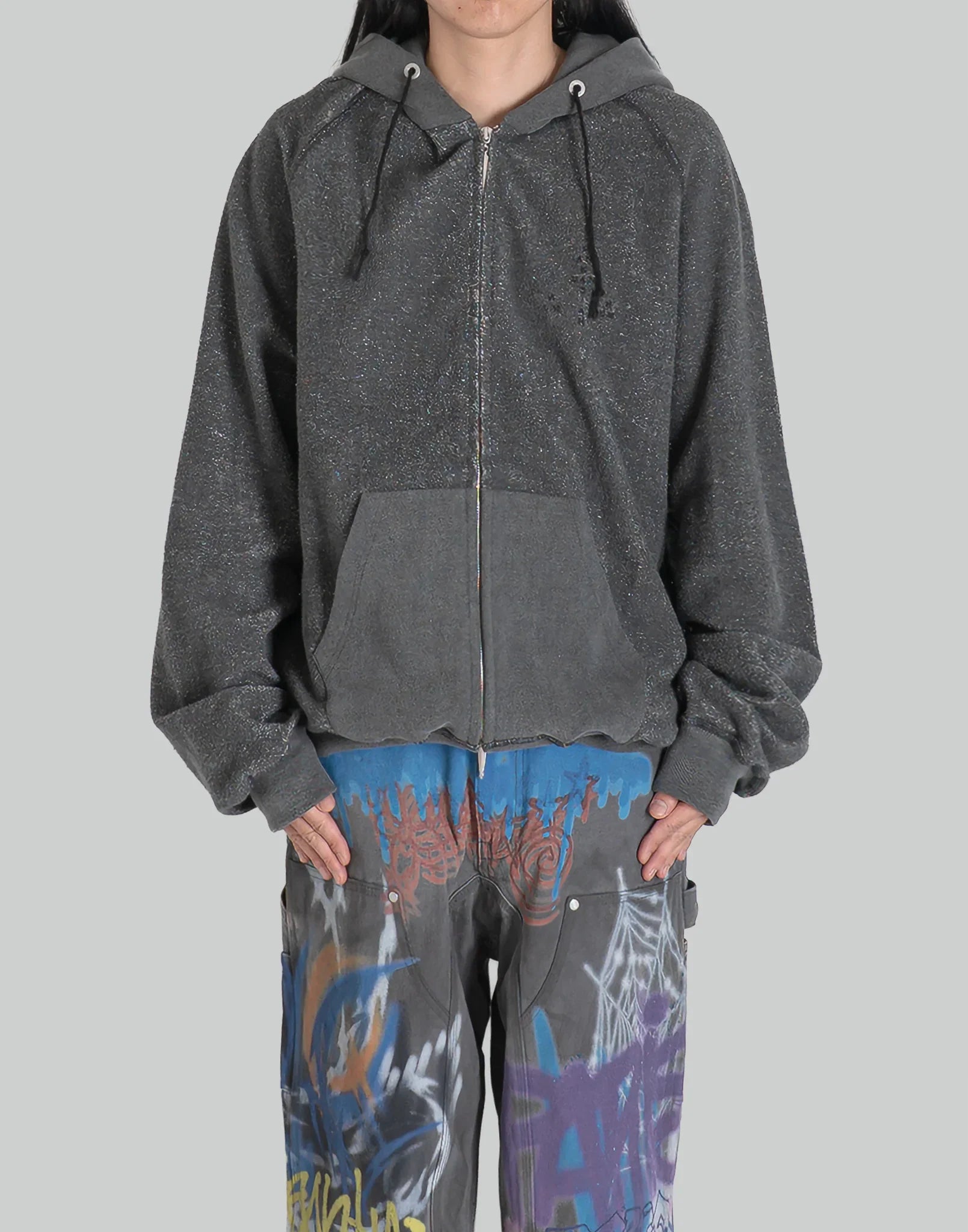 SANKUANZ - MONOGRAM PRINT REVERSIBLE ZIP HOODIE - 082plus