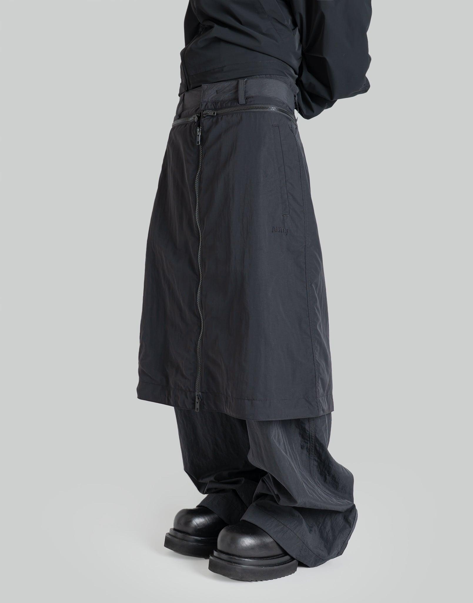 Juun.J - NYLON SKIRT LAYERED PANTS - 082plus