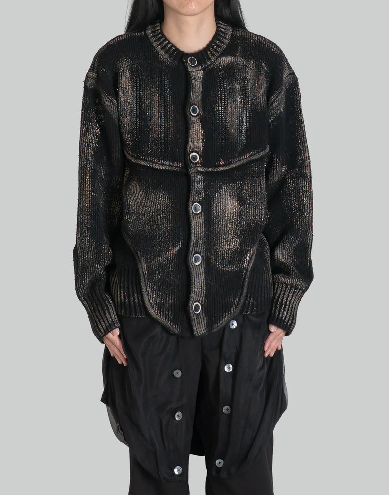 JUNTAE KIM - PAINTED CORSET KNIT CARDIGAN - 082plus