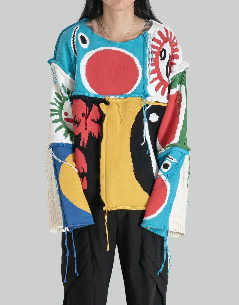 Charles Jeffrey LOVERBOY - PATCH CABLE KNIT JUMPER - 082plus