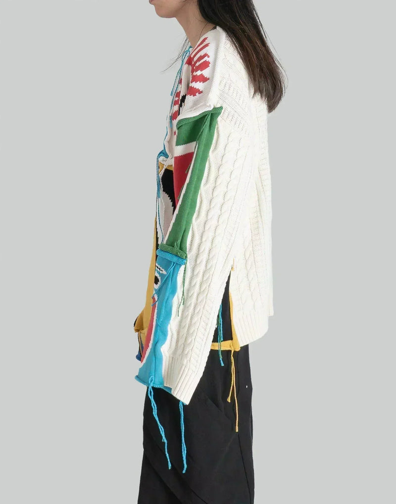 Charles Jeffrey LOVERBOY - PATCH CABLE KNIT JUMPER - 082plus