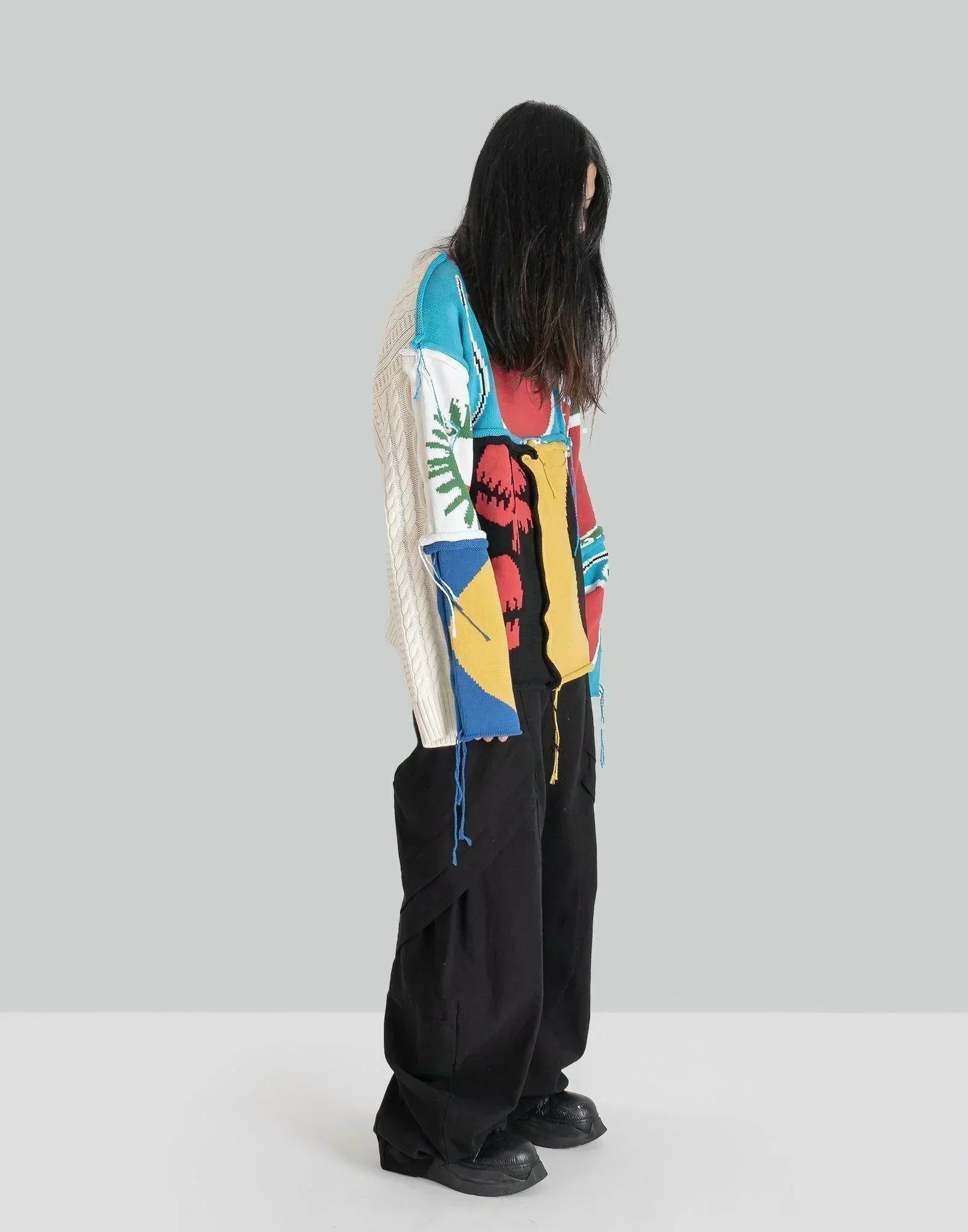 Charles Jeffrey LOVERBOY - PATCH CABLE KNIT JUMPER - 082plus