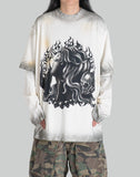 PRINT GRADIENT RELAXED LAYERED LONG-SLEEVE T-SHIRT