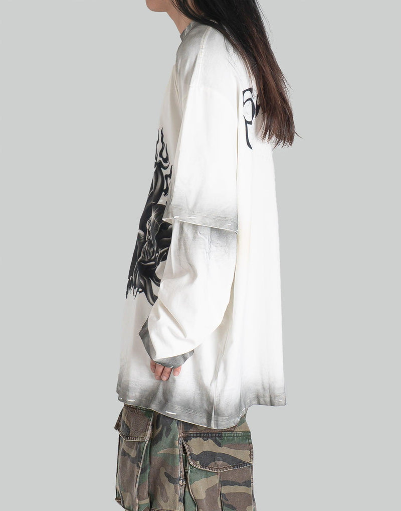 SANKUANZ - PRINT GRADIENT RELAXED LAYERED LONG-SLEEVE T-SHIRT - 082plus