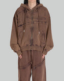 SAND WASHED RIPPED JERSY HOODIE