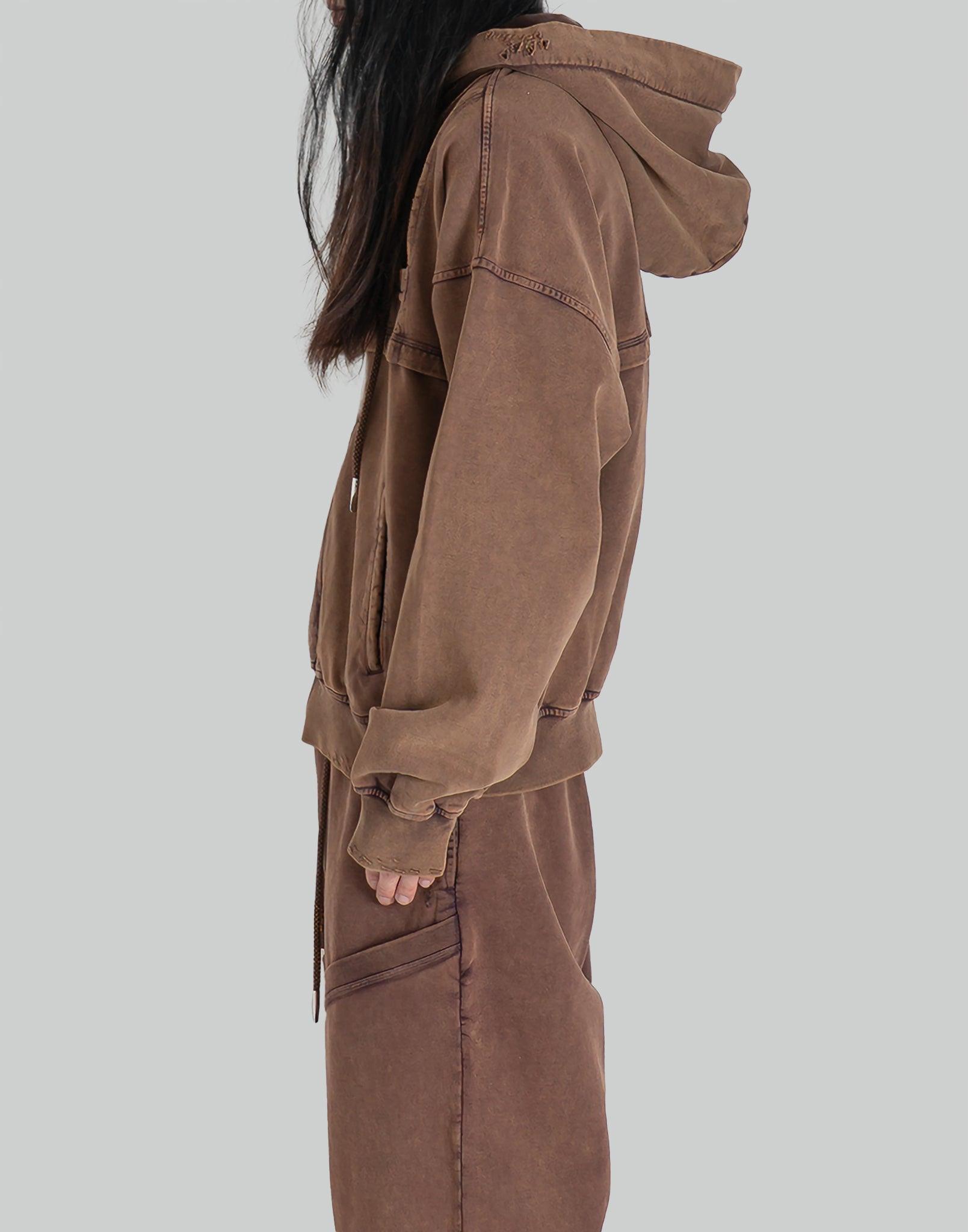 FENG CHEN WANG - SAND WASHED RIPPED JERSY HOODIE - 082plus