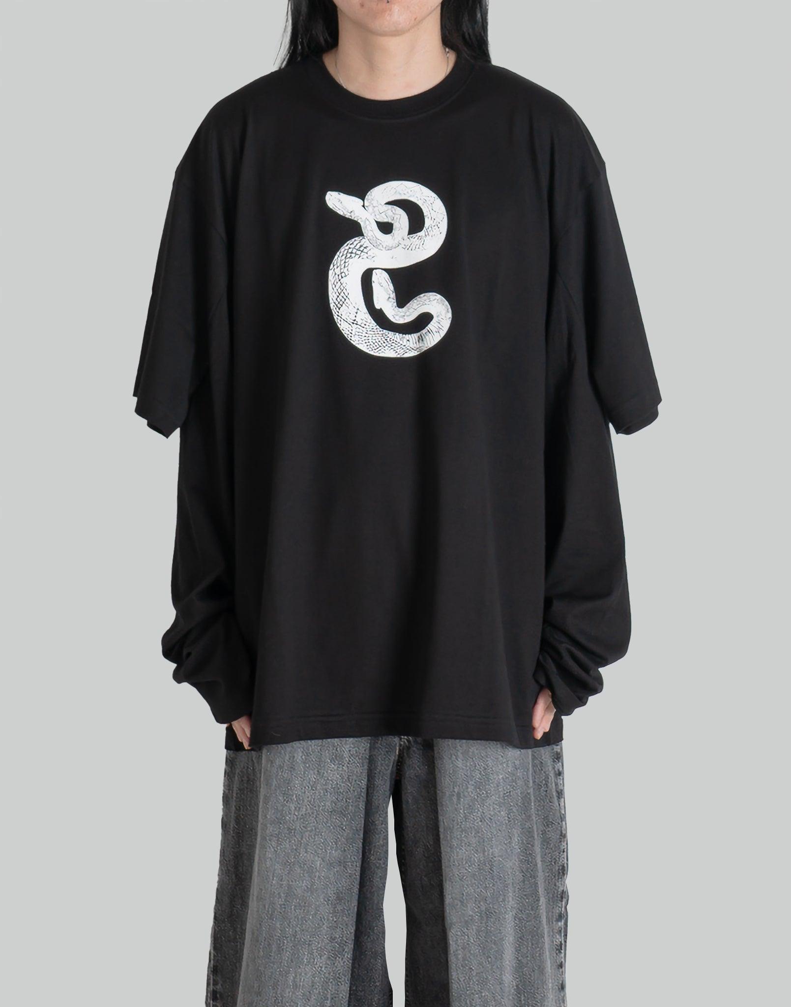 JOHN LAWRENCE SULLIVAN - SNAKE PRINT DOUBLE SLEEVE TOP - 082plus