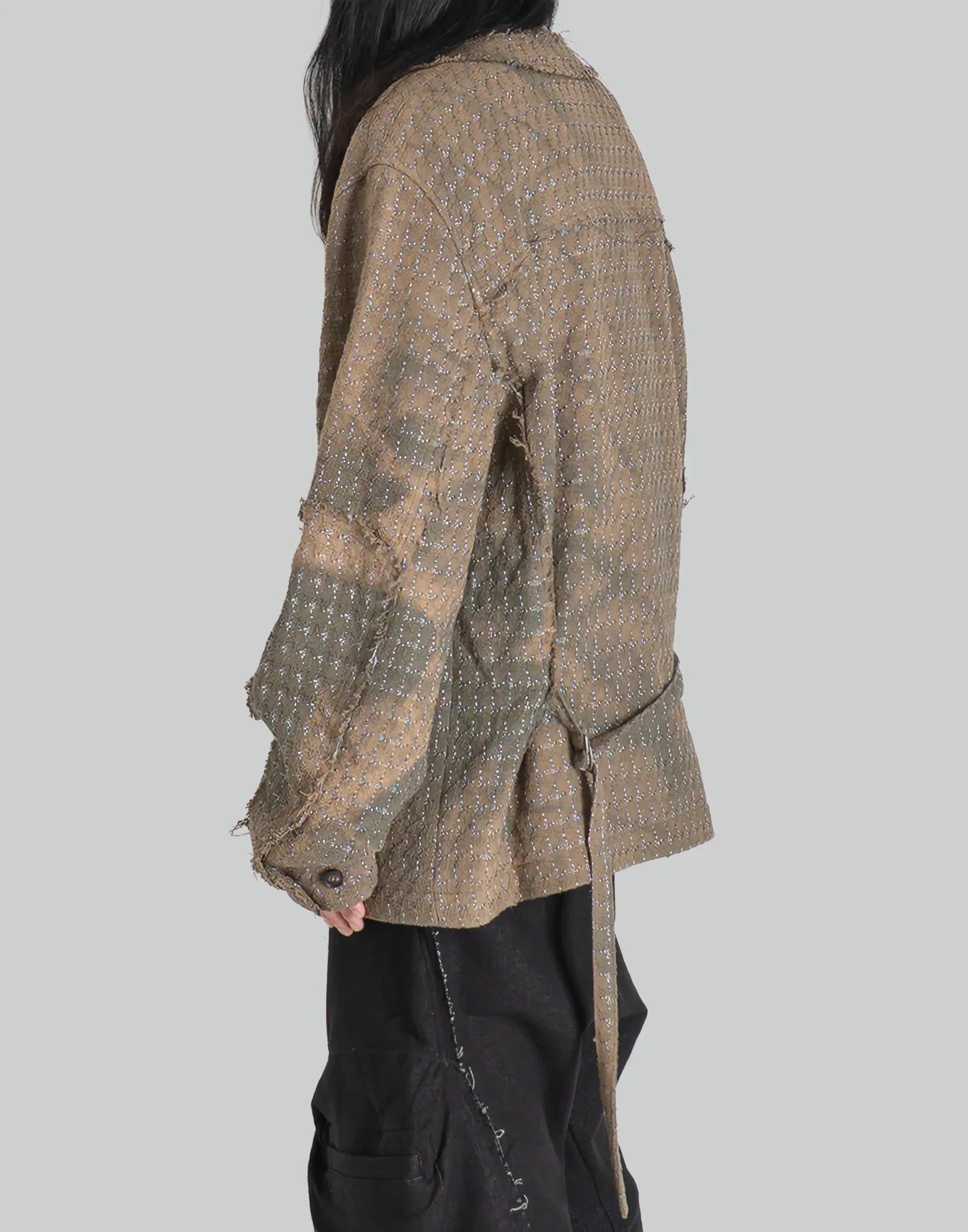 JiyongKim - SUN-BLEACHED COLLARLESS TWEED JACKET - 082plus